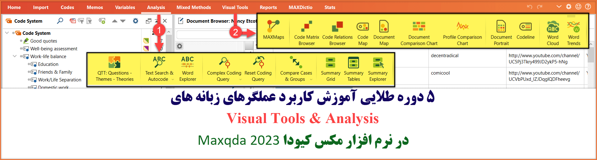 آموزش ابزار visual tools در مکس کیودا ,نمونه فصل چهارم پایان نامه با مکس کیودا ,دانلود جدیدترین نسخه maxqda