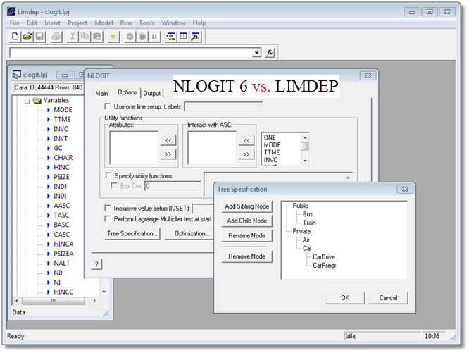 نرم افزار NLOGIT 6 , لاجیت آشیانه ای , آموزش نرم افزار NLOGIT 6